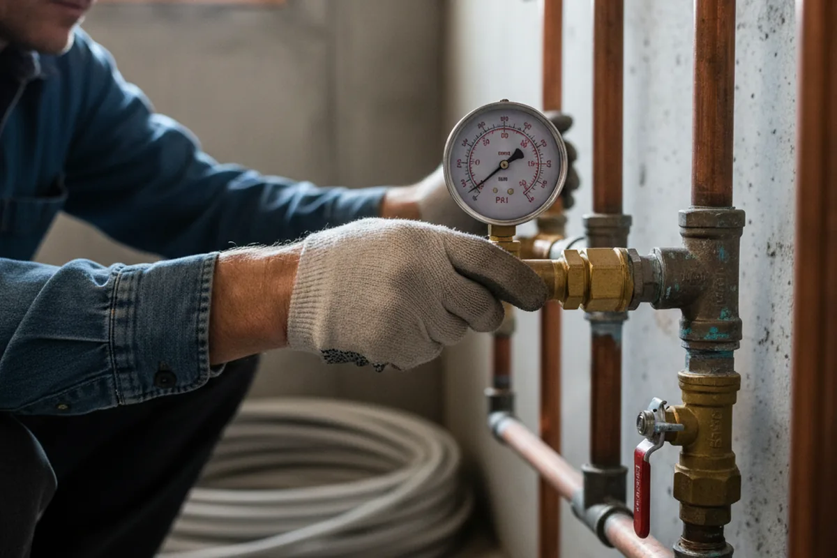 Pressure testing a repaired line during Water Line Repair in Pewee Valley